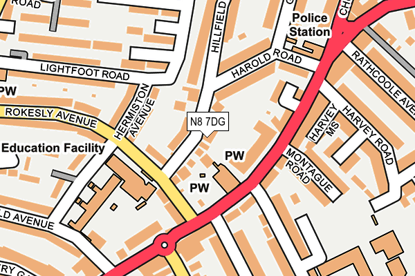N8 7DG map - OS OpenMap – Local (Ordnance Survey)