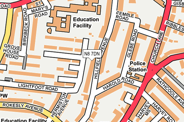 N8 7DN map - OS OpenMap – Local (Ordnance Survey)