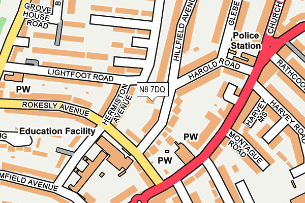 N8 7DQ map - OS OpenMap – Local (Ordnance Survey)