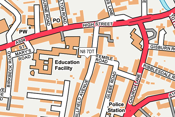 N8 7DT map - OS OpenMap – Local (Ordnance Survey)