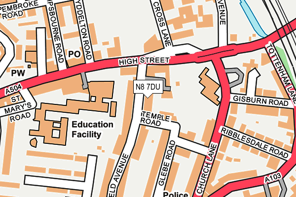 N8 7DU map - OS OpenMap – Local (Ordnance Survey)