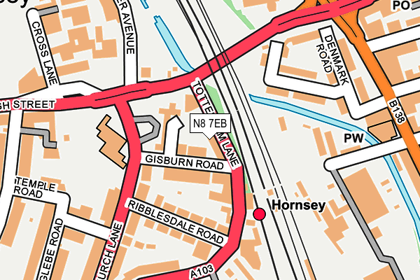 N8 7EB map - OS OpenMap – Local (Ordnance Survey)