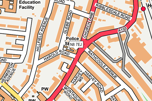 N8 7EJ map - OS OpenMap – Local (Ordnance Survey)