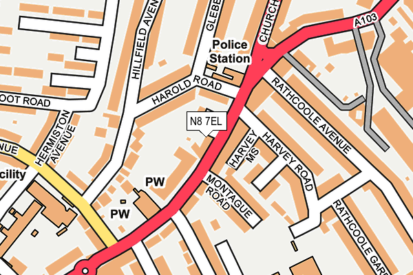 N8 7EL map - OS OpenMap – Local (Ordnance Survey)