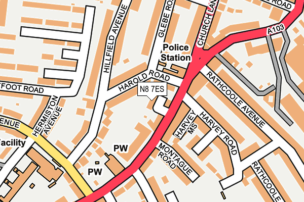 N8 7ES map - OS OpenMap – Local (Ordnance Survey)