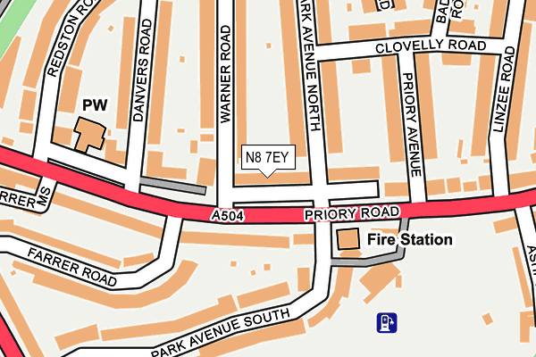 N8 7EY map - OS OpenMap – Local (Ordnance Survey)