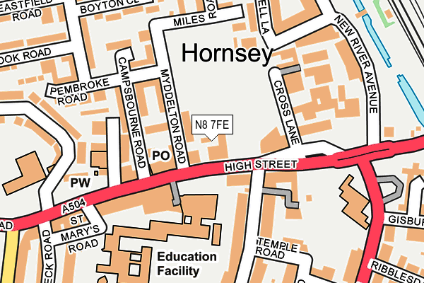 N8 7FE map - OS OpenMap – Local (Ordnance Survey)