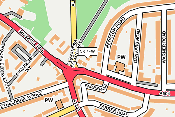 N8 7FW map - OS OpenMap – Local (Ordnance Survey)