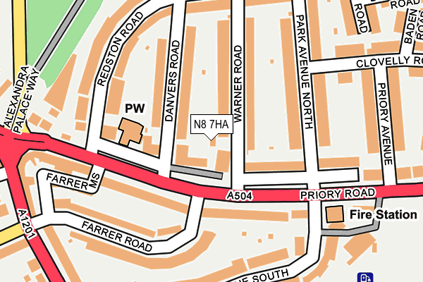 N8 7HA map - OS OpenMap – Local (Ordnance Survey)