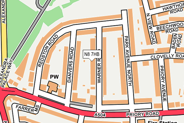 N8 7HB map - OS OpenMap – Local (Ordnance Survey)
