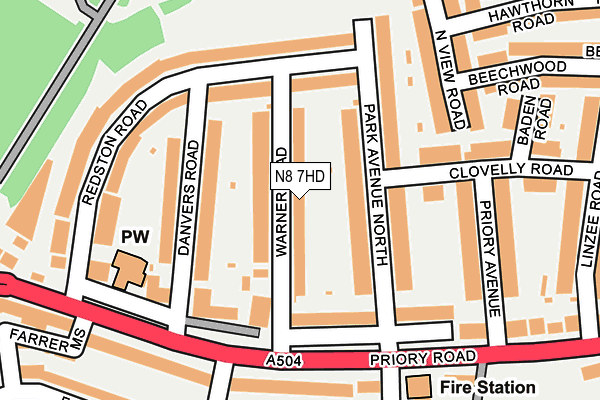 N8 7HD map - OS OpenMap – Local (Ordnance Survey)