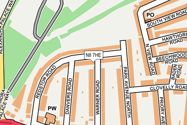 N8 7HE map - OS OpenMap – Local (Ordnance Survey)