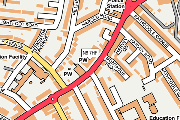 N8 7HF map - OS OpenMap – Local (Ordnance Survey)