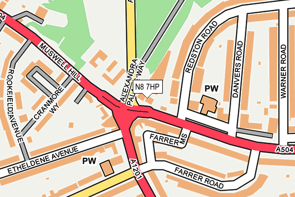 N8 7HP map - OS OpenMap – Local (Ordnance Survey)