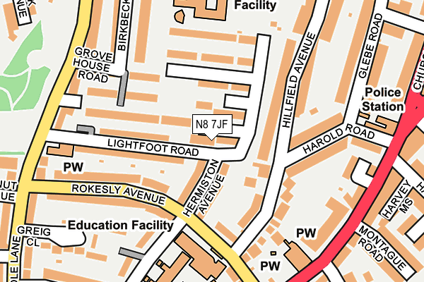 N8 7JF map - OS OpenMap – Local (Ordnance Survey)