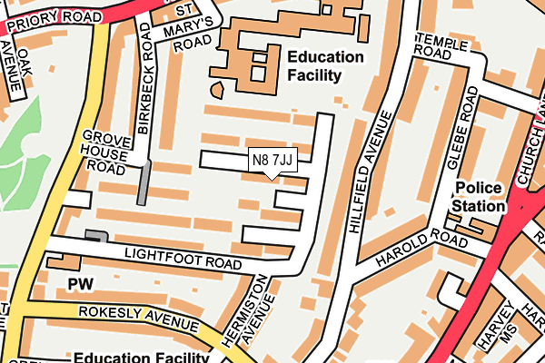 N8 7JJ map - OS OpenMap – Local (Ordnance Survey)