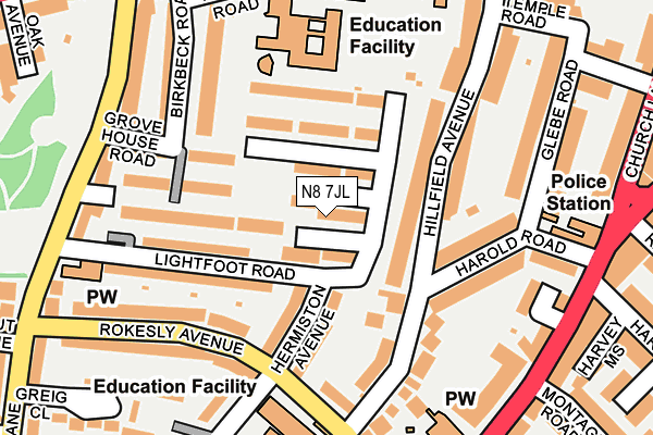 N8 7JL map - OS OpenMap – Local (Ordnance Survey)