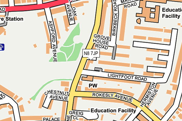 N8 7JP map - OS OpenMap – Local (Ordnance Survey)