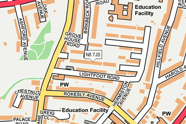 N8 7JS map - OS OpenMap – Local (Ordnance Survey)