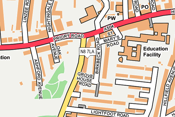N8 7LA map - OS OpenMap – Local (Ordnance Survey)