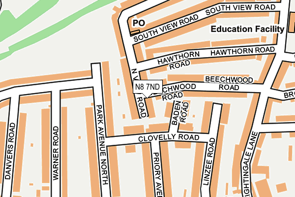 N8 7ND map - OS OpenMap – Local (Ordnance Survey)