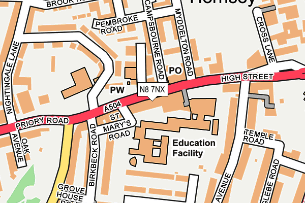 N8 7NX map - OS OpenMap – Local (Ordnance Survey)