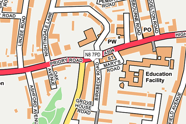 N8 7PD map - OS OpenMap – Local (Ordnance Survey)