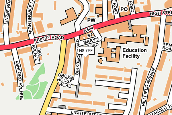 N8 7PF map - OS OpenMap – Local (Ordnance Survey)