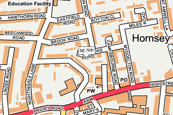 N8 7PP map - OS OpenMap – Local (Ordnance Survey)