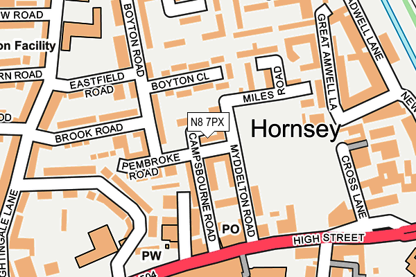 N8 7PX map - OS OpenMap – Local (Ordnance Survey)