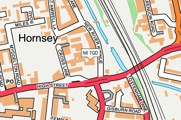 N8 7QD map - OS OpenMap – Local (Ordnance Survey)
