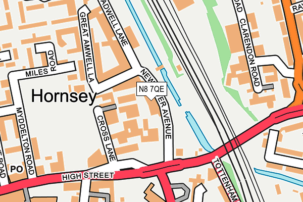 N8 7QE map - OS OpenMap – Local (Ordnance Survey)