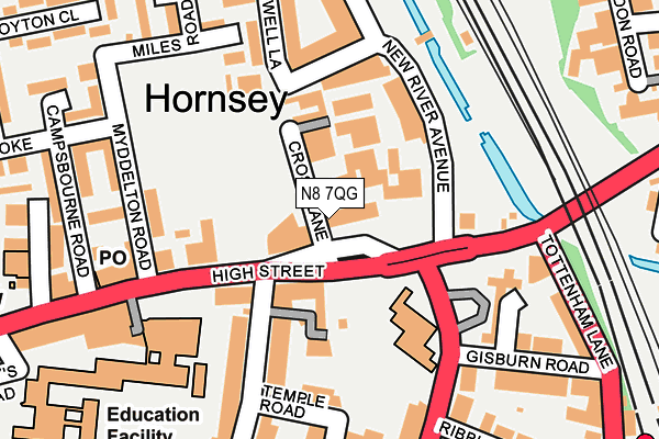 N8 7QG map - OS OpenMap – Local (Ordnance Survey)