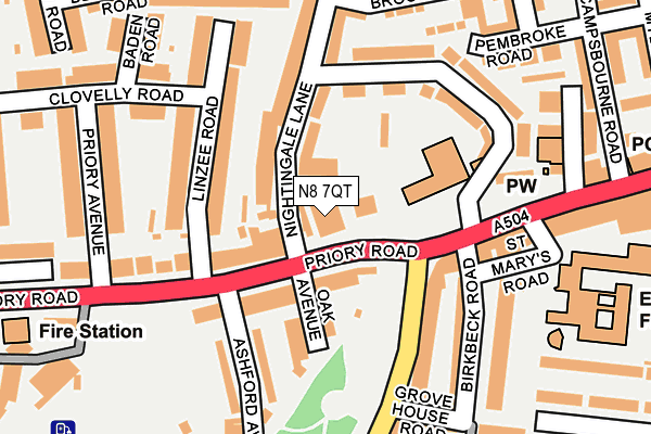 N8 7QT map - OS OpenMap – Local (Ordnance Survey)