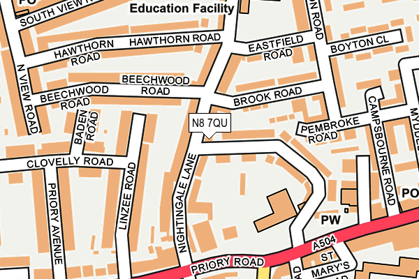 N8 7QU map - OS OpenMap – Local (Ordnance Survey)