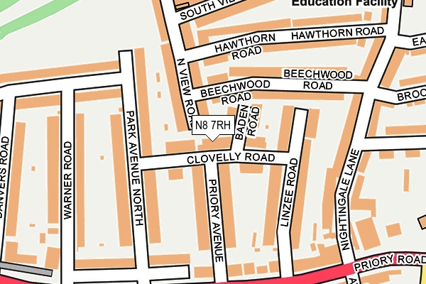 N8 7RH map - OS OpenMap – Local (Ordnance Survey)