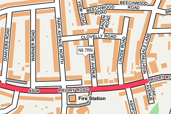 N8 7RN map - OS OpenMap – Local (Ordnance Survey)