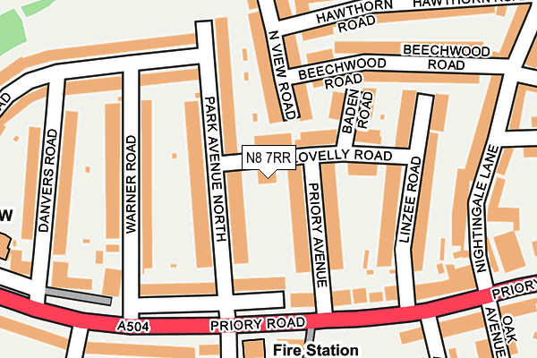 N8 7RR map - OS OpenMap – Local (Ordnance Survey)