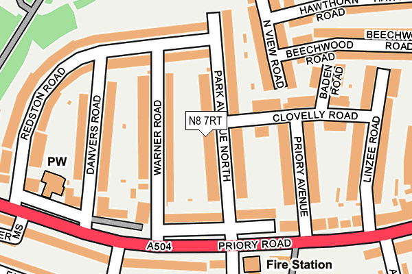 N8 7RT map - OS OpenMap – Local (Ordnance Survey)
