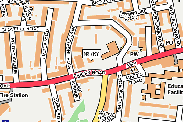 N8 7RY map - OS OpenMap – Local (Ordnance Survey)