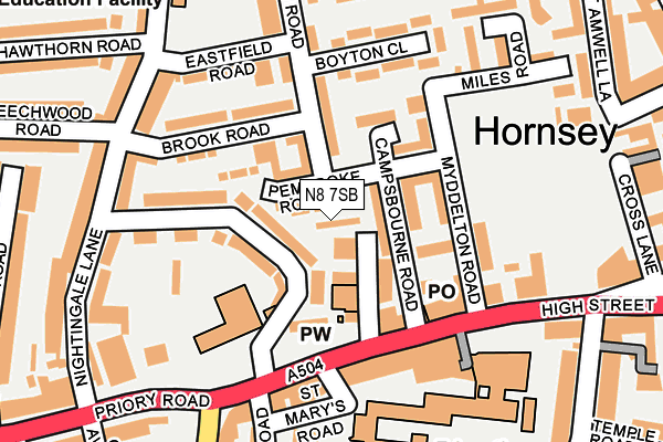 N8 7SB map - OS OpenMap – Local (Ordnance Survey)