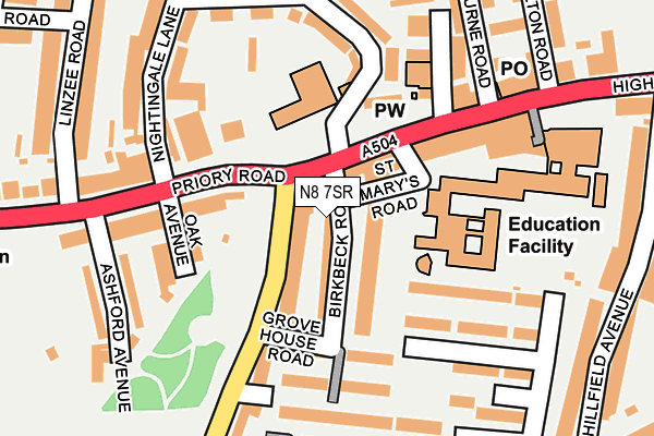 N8 7SR map - OS OpenMap – Local (Ordnance Survey)