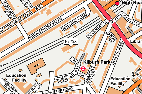 N8 7SX map - OS OpenMap – Local (Ordnance Survey)