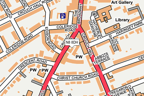 N8 8DH map - OS OpenMap – Local (Ordnance Survey)