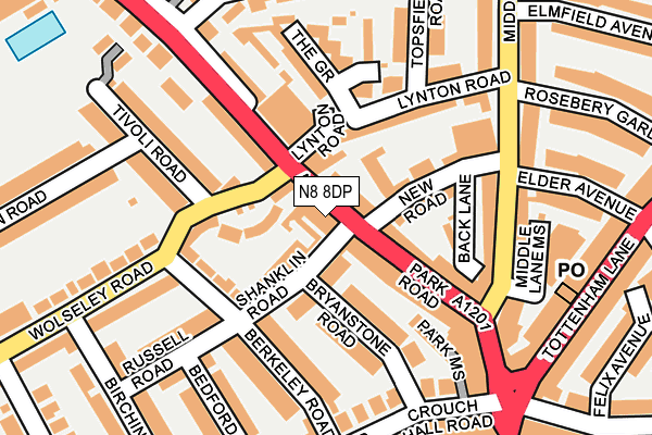 N8 8DP map - OS OpenMap – Local (Ordnance Survey)