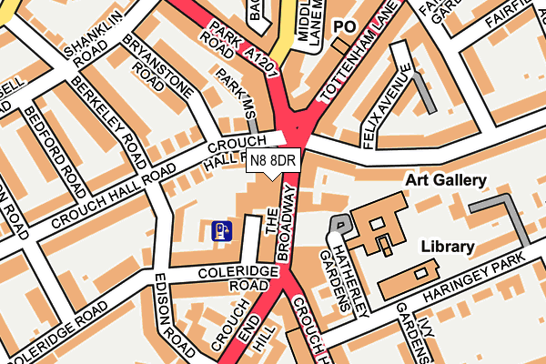 N8 8DR map - OS OpenMap – Local (Ordnance Survey)