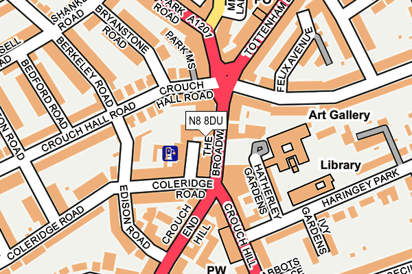 N8 8DU map - OS OpenMap – Local (Ordnance Survey)
