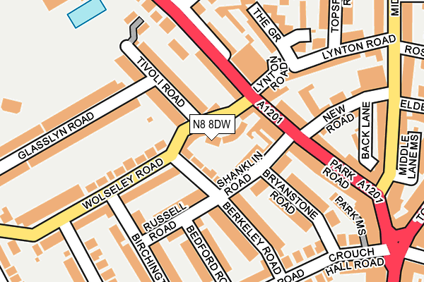 N8 8DW map - OS OpenMap – Local (Ordnance Survey)