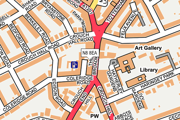 N8 8EA map - OS OpenMap – Local (Ordnance Survey)
