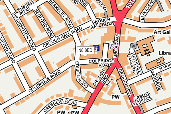 N8 8ED map - OS OpenMap – Local (Ordnance Survey)